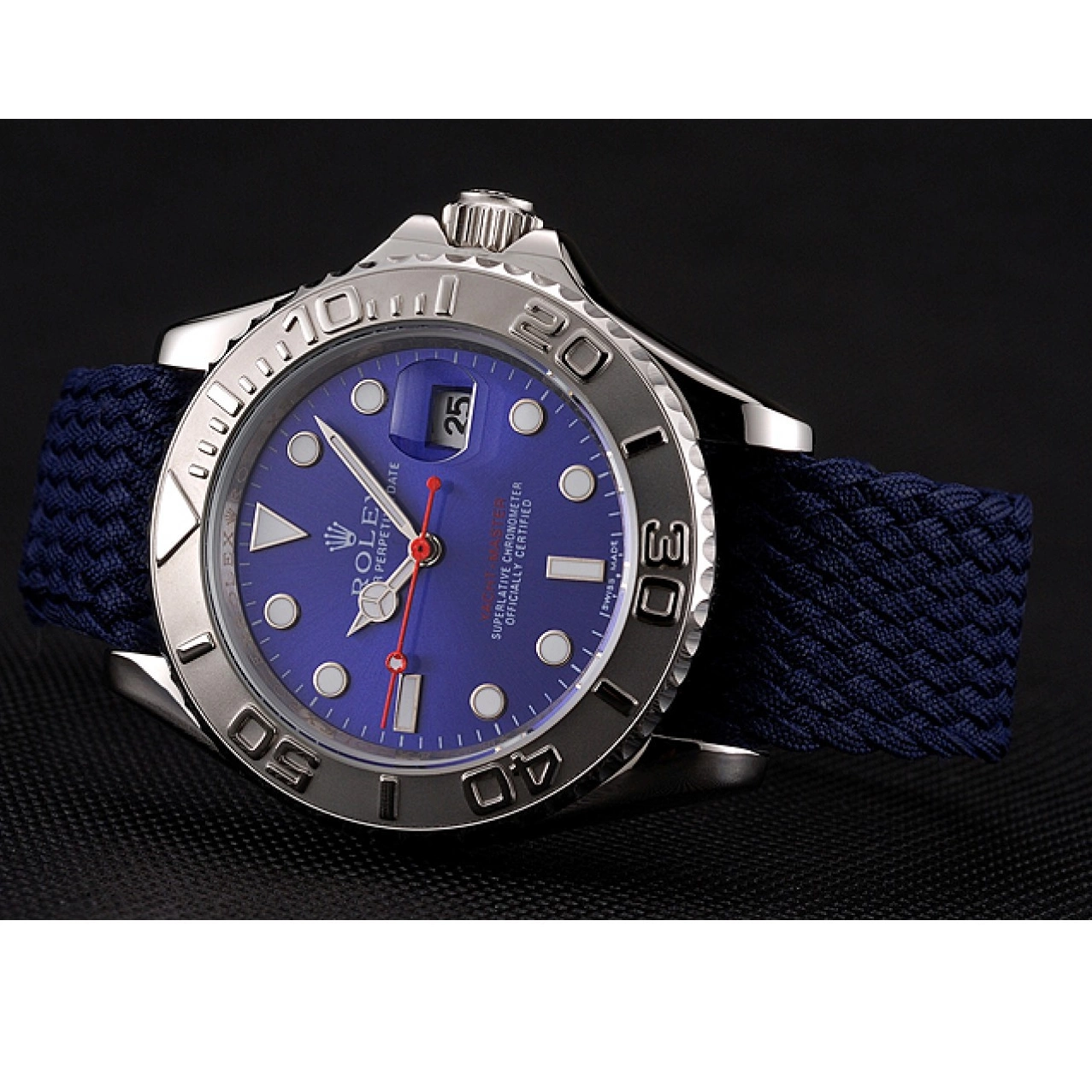 AAA Replica Watches Rolex Master Blue Dial Yacht Fabric Blue 1453868 Bracelet 0803